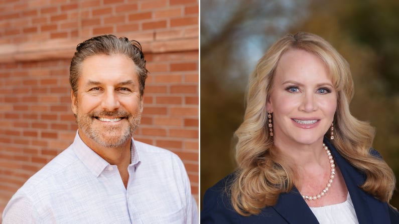 Photos of Steve Eccher (left) and Katie Gordon (right).