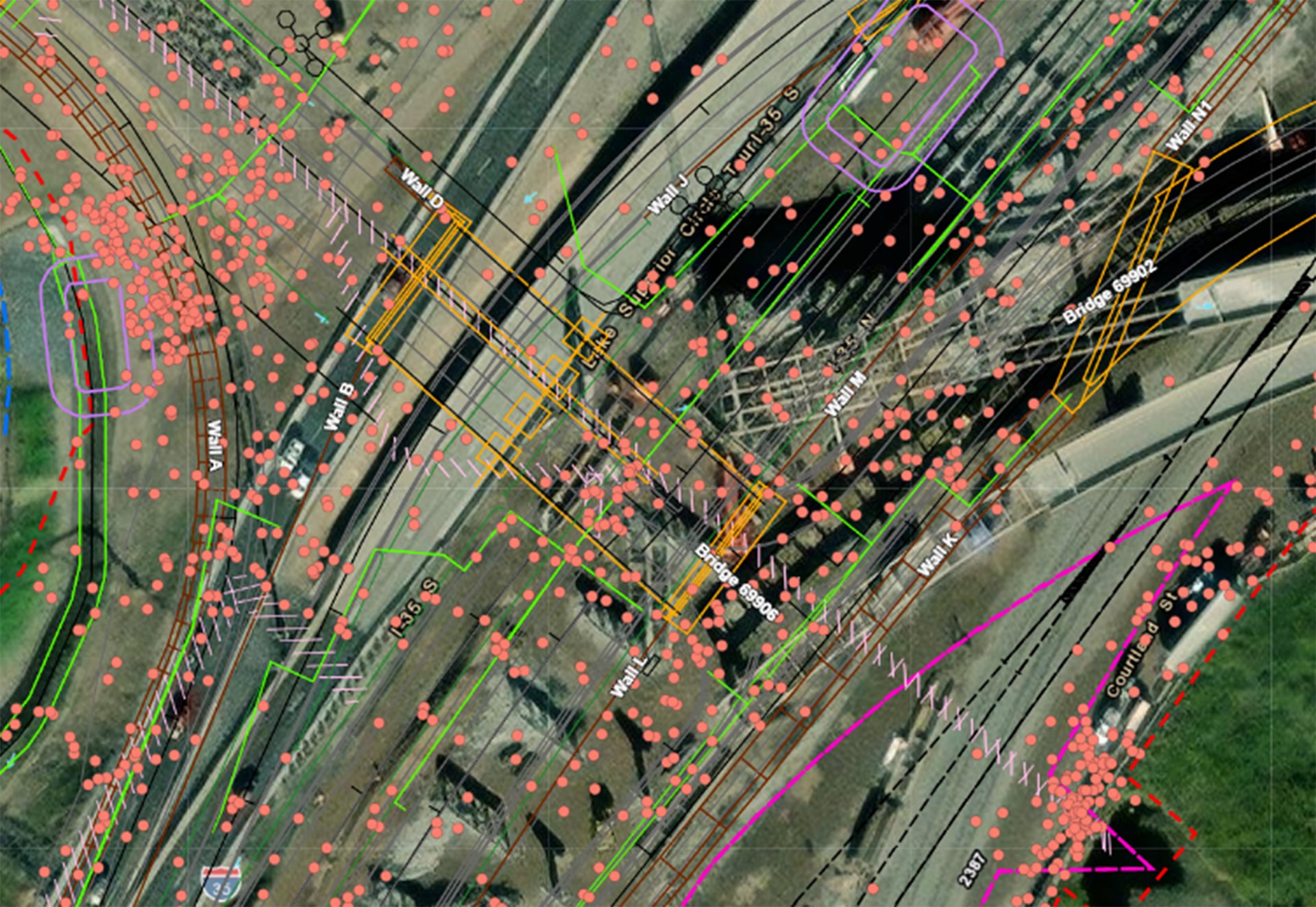 Map showing layers of data