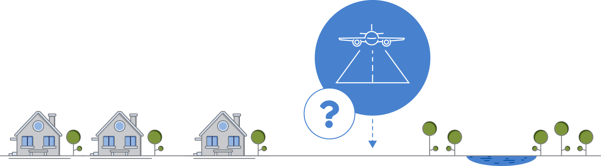 Illustration showing open land for runway