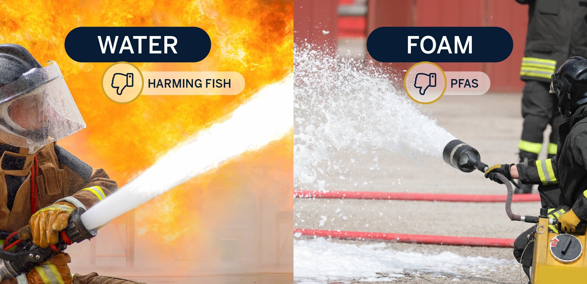 Cons of using water and using foam for fire fighting measures