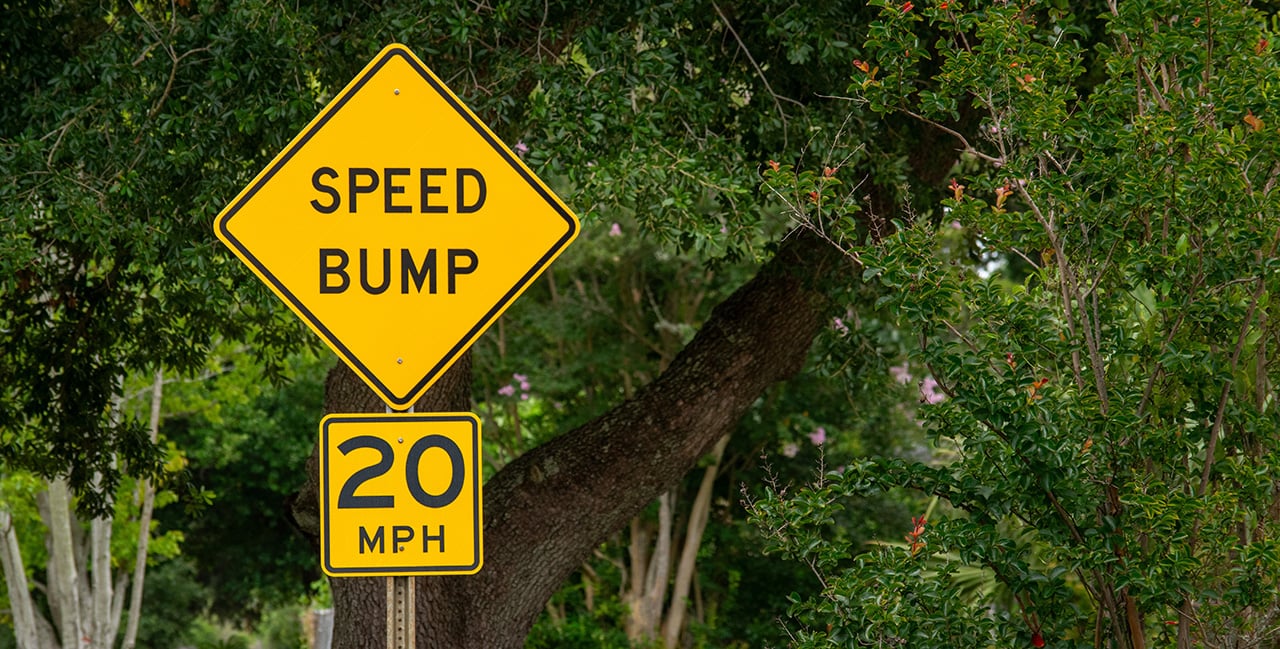 Photo of a speed bump sign