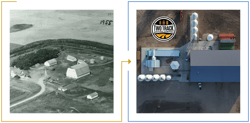 Photos of how the farm started, to what the malt house currently is