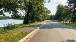 Road and path lining Otter Lake