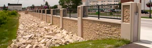 Crushed rock and raised wall sections