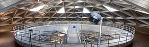 Empty wastewater treatment tank underneath dome