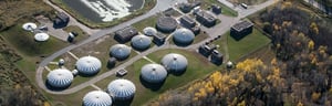 Aerial view of wastewater treatment facility