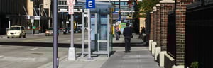 Sidewalk and busy street in Minneapolis
