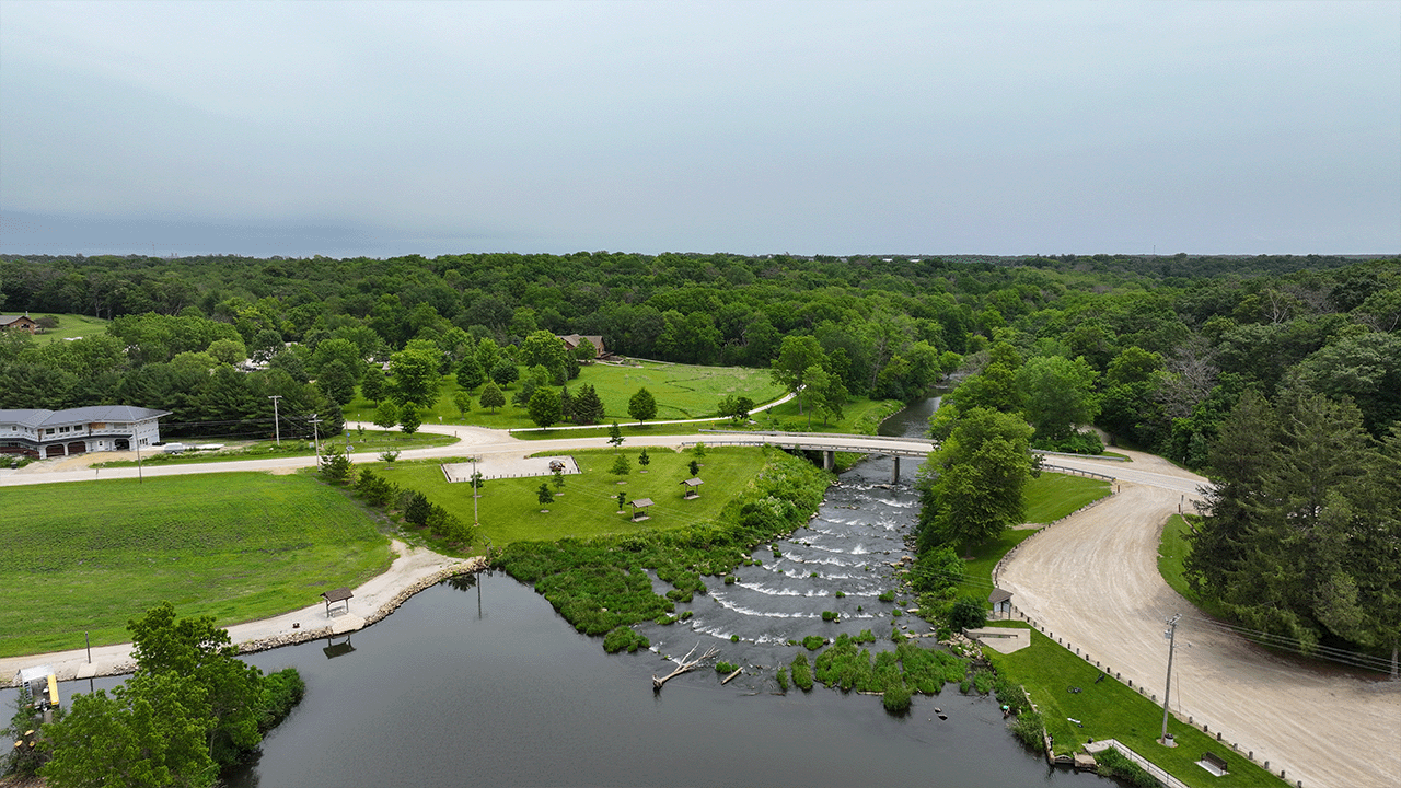 An overhead view of the Prairie Springs Trail