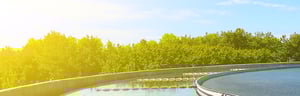 Water treatment tank next to trees