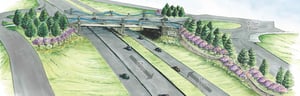 Artist rendering of new bridge structure over interstate 25