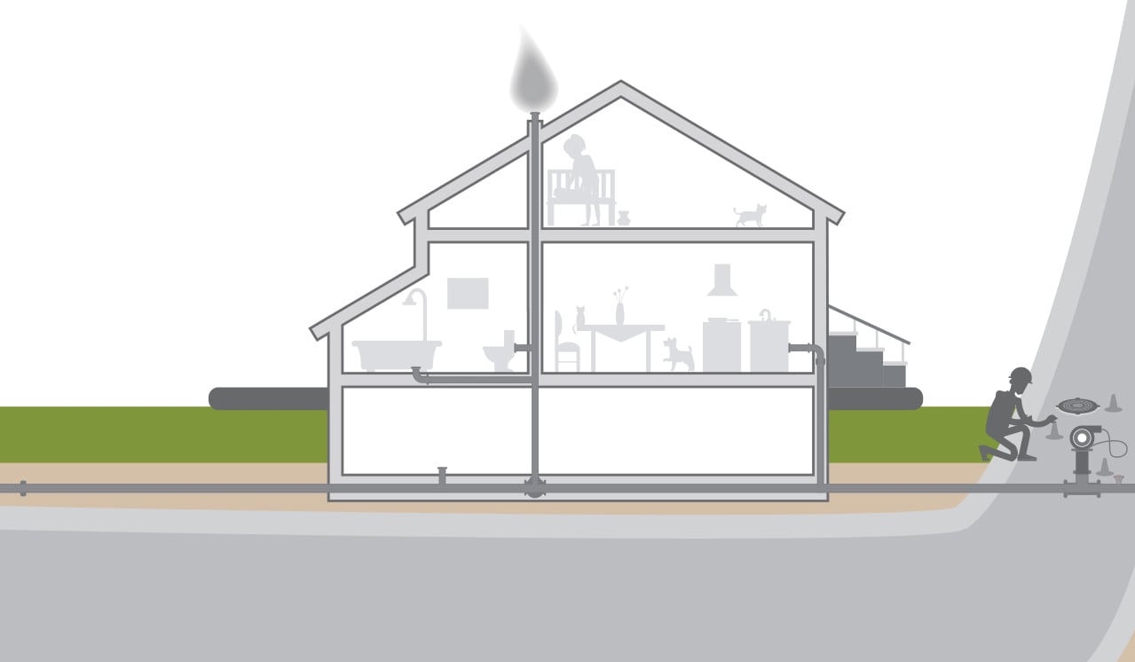 Field technicians set up a blower illustration