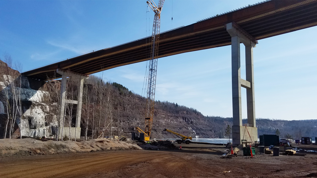 A view during construction from beneath