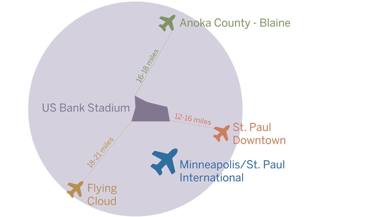 Twin Cities Reliever Airports location graphic